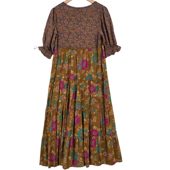 Natural Life Womens S Multicolor Floral Colette Boho Tiered Maxi Dress - Picture 4 of 13